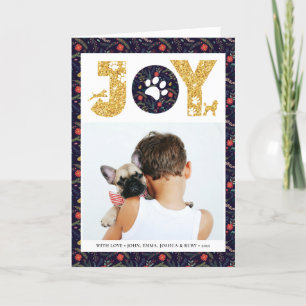 JOY Paws Gold   Pet Lovers Pine Bough Floral Feestdagen Kaart