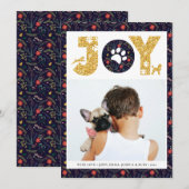 JOY Paws Gold | Pet Lovers Pine Bough Floral Feestdagenkaart (Voorkant / Achterkant)
