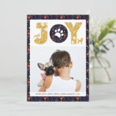 JOY Paws Gold | Pet Lovers Pine Bough Floral Feestdagenkaart (Staand voorkant)