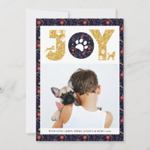 JOY Paws Gold   Pet Lovers Pine Bough Floral Feestdagenkaart