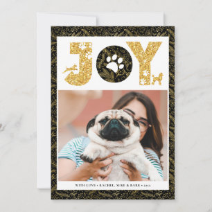 JOY Paws Gold   Pet Lovers Pine Bough Gold Feestdagenkaart