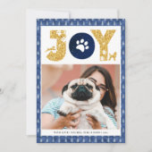 JOY Paws Gold | Pet Lovers Pine Tree in Blue Feestdagenkaart (Voorkant)