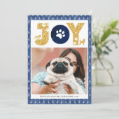JOY Paws Gold | Pet Lovers Pine Tree in Blue Feestdagenkaart (Staand voorkant)