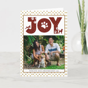 JOY Paws Gold   Pet Lovers Red Gold Dot Feestdagen Kaart