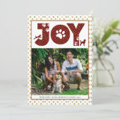 JOY Paws Gold | Pet Lovers Red Gold Dot Feestdagenkaart (Staand voorkant)