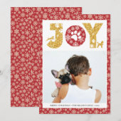 JOY Paws Gold | Pet Lovers Snowflakes in rood Feestdagenkaart (Voorkant / Achterkant)
