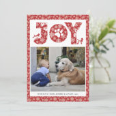 JOY Paws Gold | Pet Lovers Snowflakes in rood Feestdagenkaart (Staand voorkant)