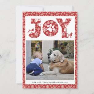 JOY Paws Gold   Pet Lovers Snowflakes in rood Feestdagenkaart