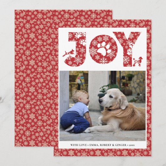 JOY Paws Goud | Huisdierliefhebbers Sneeuwvlokken Feestdagenkaart (Voorkant / Achterkant)