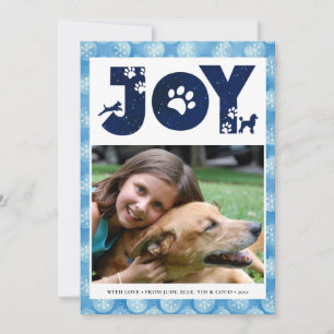 JOY Paws   Pet Lovers Snowflakes in Baby Blue Feestdagenkaart
