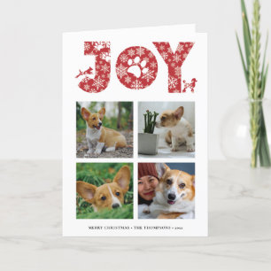 JOY Paws Snowflake   Pet Lover Vier Fotocollage Feestdagen Kaart