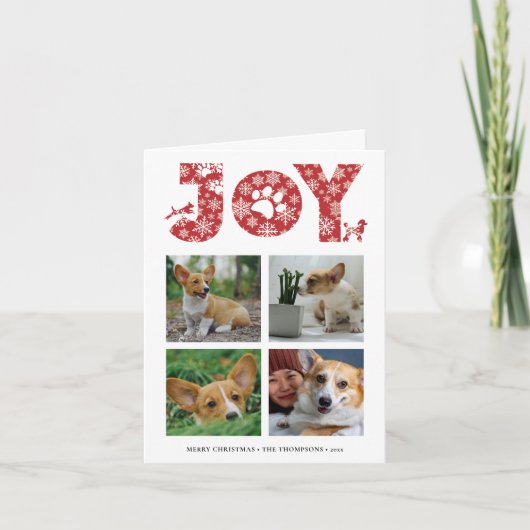 JOY Paws Snowflake | Pet Lover Vier Fotocollage Feestdagen Kaart (Voorkant)