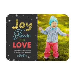 Joy Peace and Love Bright Colors Holiday Foto Magneet