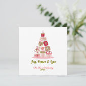 Joy Peace and Love Christmas Tree Kaart (Staand voorkant)