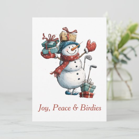 Joy, Peace & Birdies Feestdagenkaart (Staand voorkant)