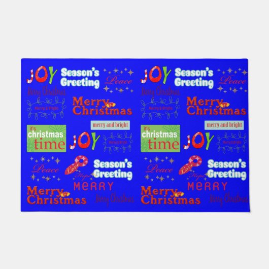 Joy Peace Blue Matt Doormat Deurmat (Voorkant)