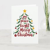 Joy Peace Bright Merry Christmas Tree Kaart (Voorkant)