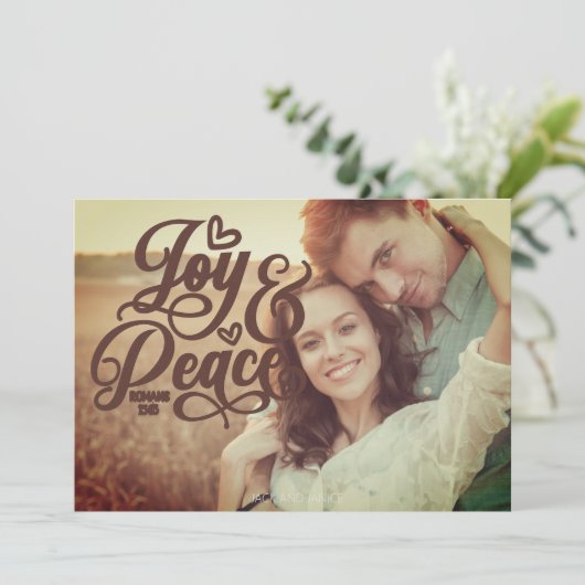 Joy Peace Christelijke Bijbel Verse kerstfoto (Staand voorkant)