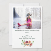 Joy Peace Elegant Botanical Greenery Family Foto Feestdagenkaart (Achterkant)