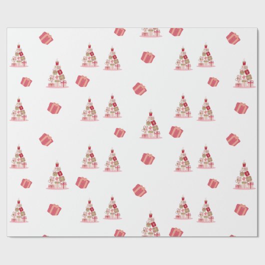 Joy Peace en Love Christmas Tree Modern Pattern Cadeaupapier (Vlak)