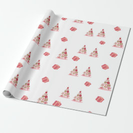 Joy Peace en Love Christmas Tree Modern Pattern Cadeaupapier