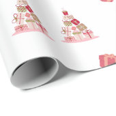 Joy Peace en Love Christmas Tree Modern Pattern Cadeaupapier (Rol Hoek)