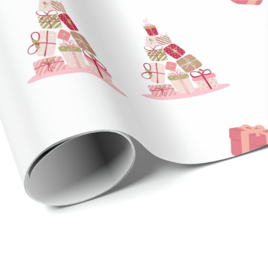 Joy Peace en Love Christmas Tree Modern Pattern Cadeaupapier (Rol Hoek)