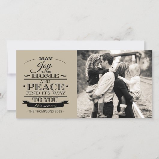 JOY PEACE-fotokaart voor kerstkerstfeestjes Feestdagenkaart (Voorkant)