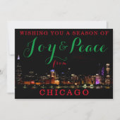Joy & Peace from Chicago Custom 1 Photo Invitation Kaart (Voorkant)