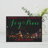 Joy & Peace from Chicago Custom 1 Photo Invitation Kaart (Staand voorkant)