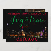 Joy & Peace from Chicago Custom 1 Photo Invitation Kaart (Voorkant / Achterkant)