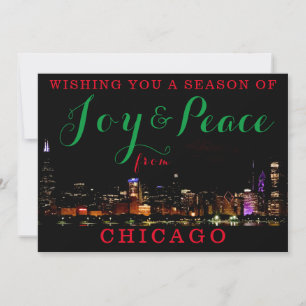 Joy & Peace from Chicago Custom 1 Photo Invitation Kaart