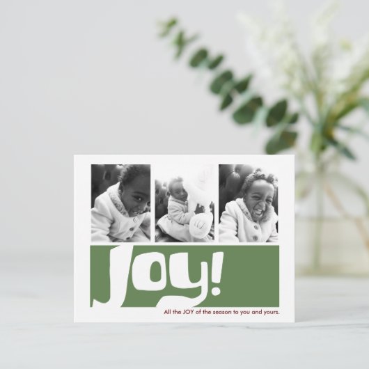 Joy & Peace Holiday 3 Photo Triptych Feestdagenkaart (Staand voorkant)