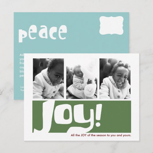 Joy & Peace Holiday 3 Photo Triptych Feestdagenkaart (Voorkant / Achterkant)