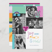 Joy Peace & Hugs Fun kerst Emoji Foto Collage Feestdagenkaart (Voorkant / Achterkant)