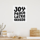 Joy Peace Latkes Grease Funny Jewish Hanukkah Gift Poster (Keuken)