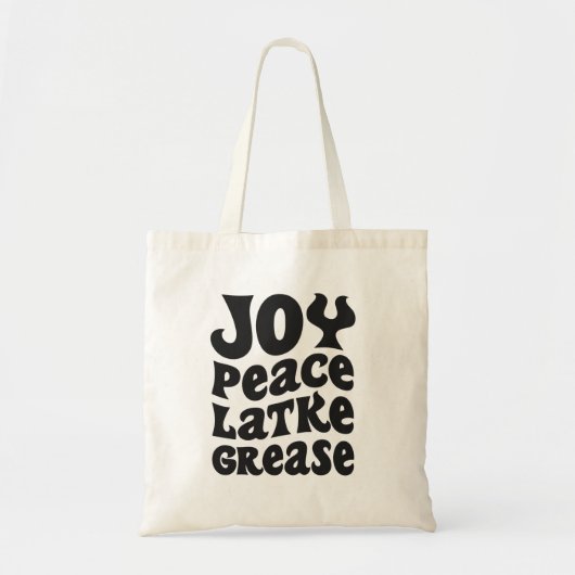 Joy Peace Latkes Grease Funny Jewish Hanukkah Gift Tote Bag (Voorkant)