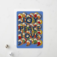 "Joy Peace Love 1" African Wax Print Holiday Kaart