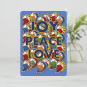 "Joy Peace Love 1" African Wax Print Holiday Kaart (Staand voorkant)