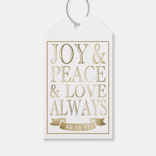 Joy & Peace & Love Altijd | Folie "Gold Faux" Cadeaulabel (Voorkant)