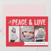 Joy Peace Love Banner 3-Photo Holiday Feestdagenkaart (Voorkant / Achterkant)