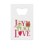 Joy Peace Love Credit Kaart Bottle Open Creditkaart Flessenopener (Voorkant)