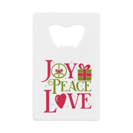 Joy Peace Love Credit Kaart Bottle Open Creditkaart Flessenopener (Voorkant)
