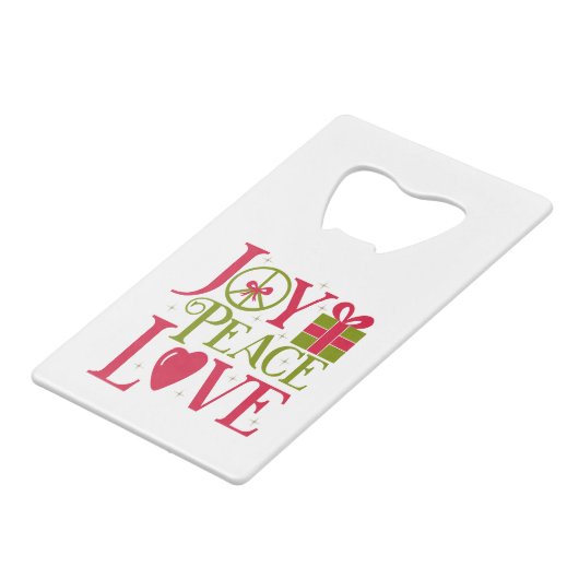 Joy Peace Love Credit Kaart Bottle Open Creditkaart Flessenopener (Achterkant Gekanteld)