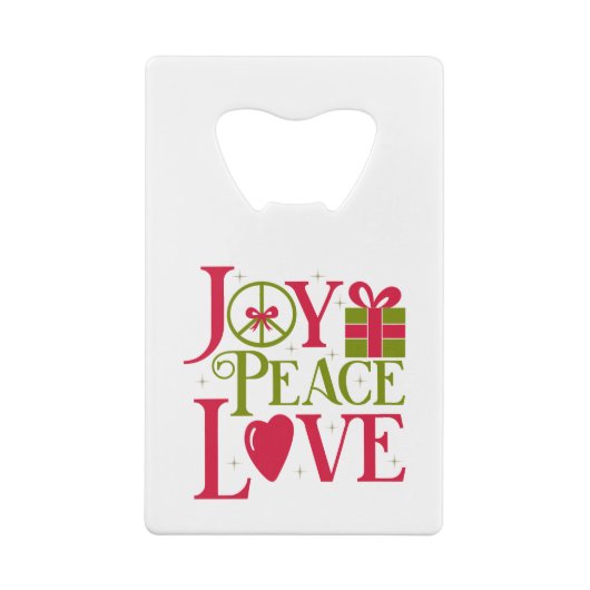 Joy Peace Love Credit Kaart Bottle Open Creditkaart Flessenopener (Achterkant)