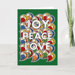 Joy Peace Love - Custom Background Color & Message Kaart