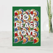 Joy Peace Love - Custom Background & Message Kaart (Voorkant)