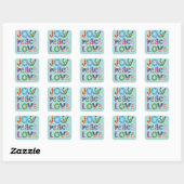 Joy, peace, love custom square sticker (Vel)