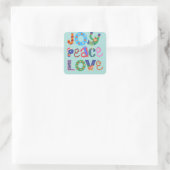 Joy, peace, love custom square sticker (Tas)