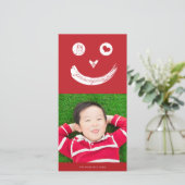 Joy Peace Love Cute Smiling Face Funny Kind Foto Feestdagenkaart (Staand voorkant)